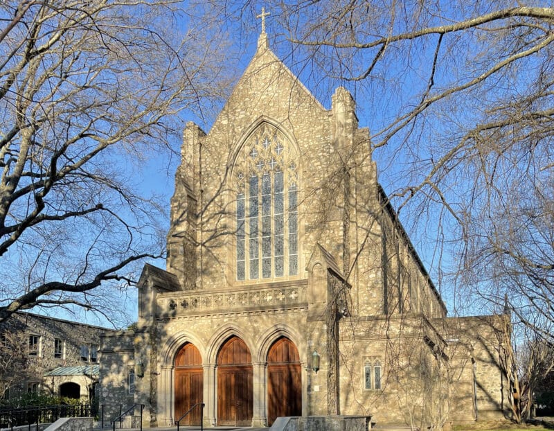 Exterior of Three Chopt entrance at St. Stephen's Church in Richmond, Virginia